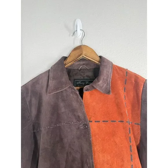 Vtg Jerry Lewis Womens Patchwork Leather Jacket Sz S Boxy Rodeo Western Longer - Picture 2 of 9